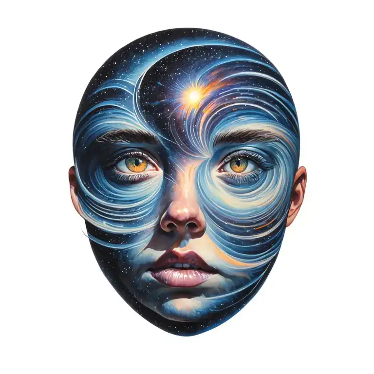 a vortex in interstellar space face tattoo design idea