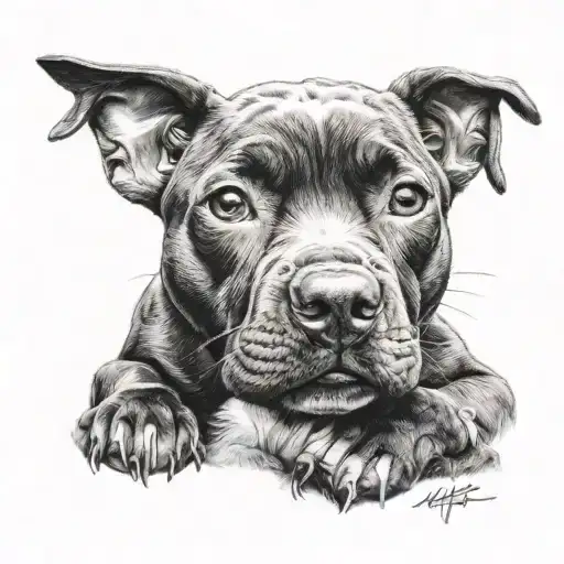american staffy puppy tattoo design idea