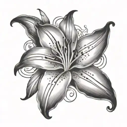 lily with musical notes on it tattoo design idea
