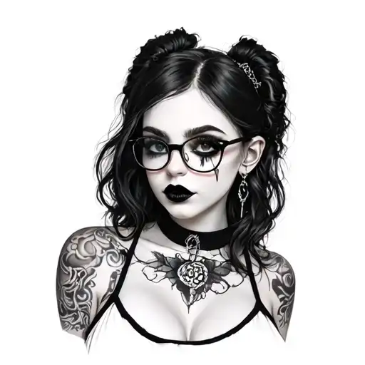 a big titty goth girl with glasses tattoo design idea