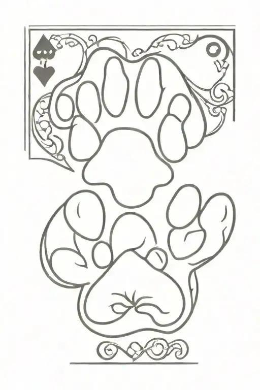 paw print dog playing card western tattoo design idea