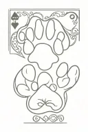 paw print dog playing card western tattoo design idea