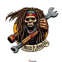 "Indigenous Plumbing " gangsta dread locks Native American holding wrench tattoo design idea