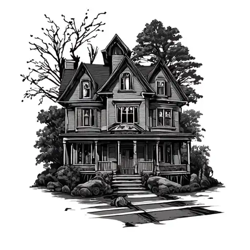 Trap House tattoo sleeve tattoo design idea