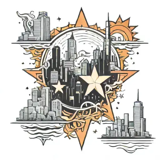 chicago stars with a city tattoo design idea