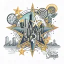 chicago stars with a city tattoo design idea