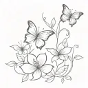 Flowers or butterflies or fancy text   tattoo design idea
