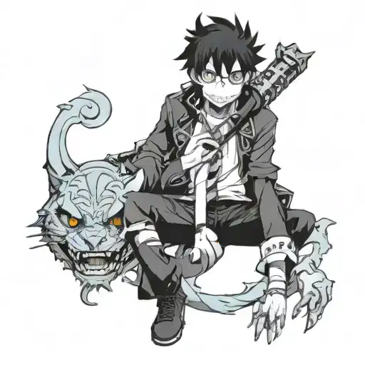 blue exorcist anime tattoo design idea