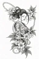 nezuko vine thin long tattoo design idea