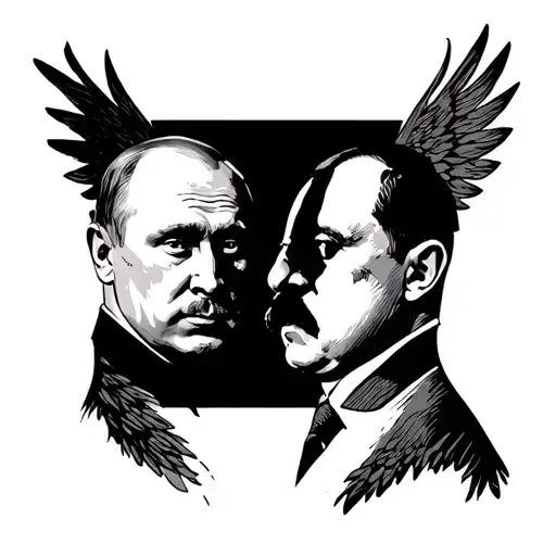 fat bitches around putin and hitler tattoo design idea