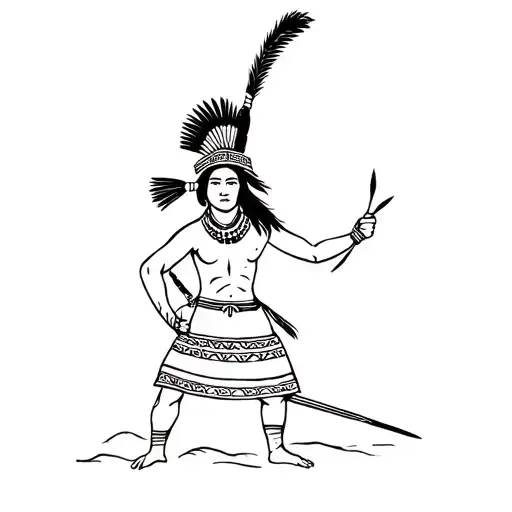 Mapuche warrior holding tattoo design idea