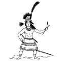 Mapuche warrior holding tattoo design idea