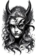 angel vs devil face tattoo design idea