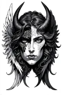 angel vs devil face tattoo design idea