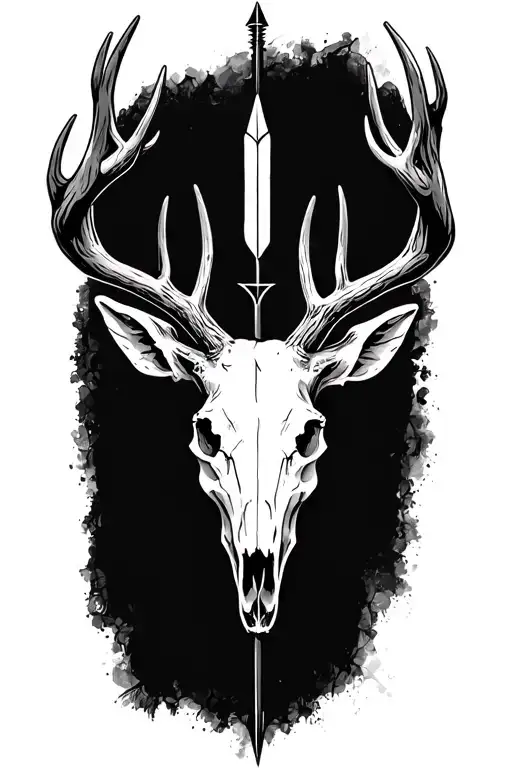 arrow with a deer skull  tattoo design idea