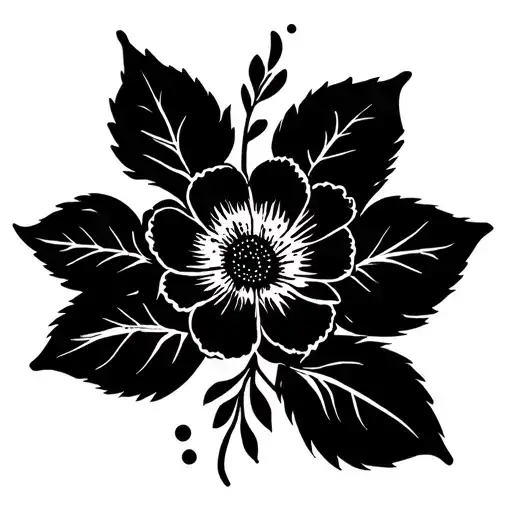 Floral tattoo in the style of Luigi Bort — blackwork, fine-line detail, bold contrast, clean outlines, dot-shading tattoo design idea