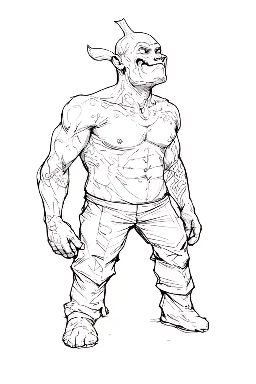 Funny character shaped like tattoo design idea