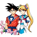 Goku and Sailor Moon cherry blossom tattoo design idea