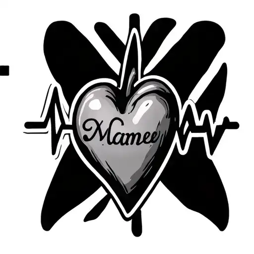 heartbeat with name  tattoo design idea