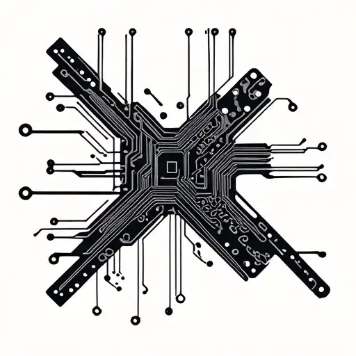 circuit board minimalism style draw tattoo design idea