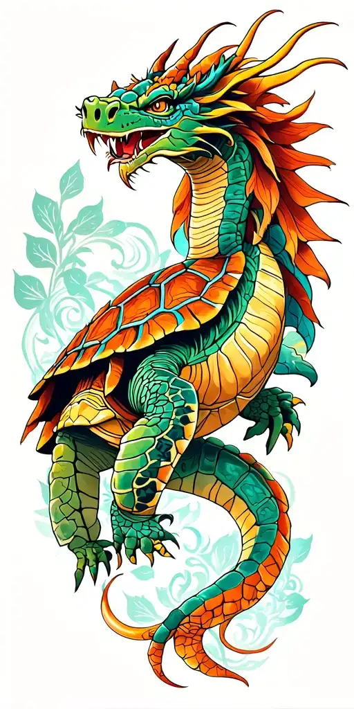 turtle dragon sleeve tattoo design idea