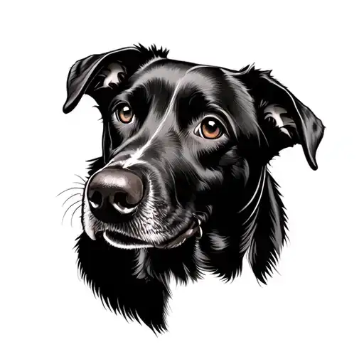 Dog head outline with my dog's nose print tattoo design idea