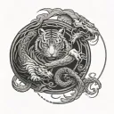 tiger and dragon yin yang symbol tattoo design idea