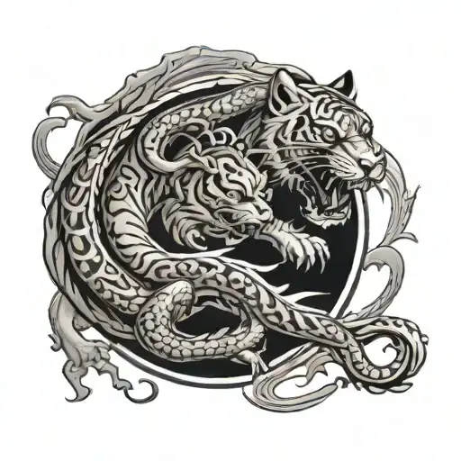 tiger and dragon yin yang symbol tattoo design idea