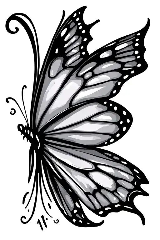 half butterfly wing with the number 1111 tattoo design idea