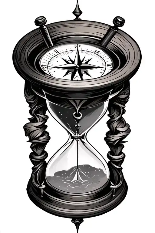 hour glass compass design tattoo design idea