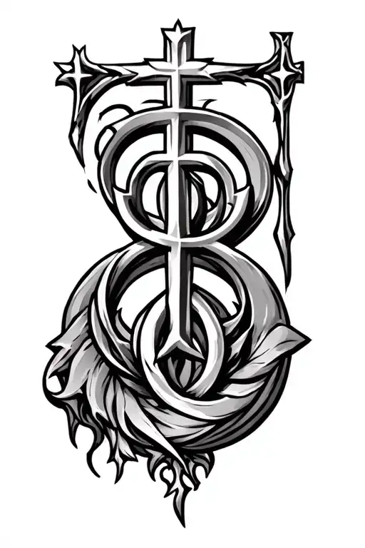 ecclesiastes with alpha and omega symbol and christian cross tattoo design idea