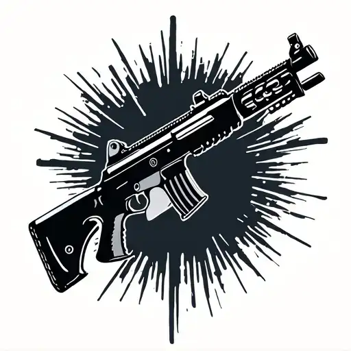 ak47 pistol silhouette tattoo design idea