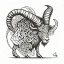 Aries in half realistic and half geometric style tattoo design idea