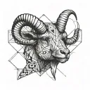 Aries in half realistic and half geometric style tattoo design idea