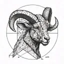 Aries in half realistic and half geometric style tattoo design idea