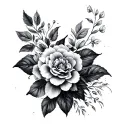 hydranga patchwork sleeve tattoo design idea