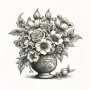 Flowers ouf mai August novembre jury mars in a vase tattoo design idea