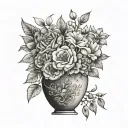 Flowers ouf mai August novembre jury mars in a vase tattoo design idea