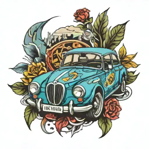 bmw car driving tattoo design idea