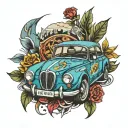 bmw car driving tattoo design idea