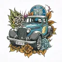 bmw car driving tattoo design idea