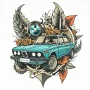 bmw car driving tattoo design idea