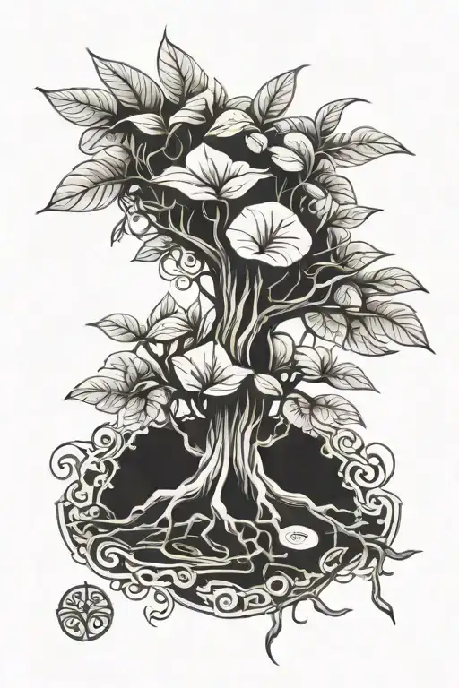 Money tree growing tattoo design idea