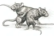 two rats wrestling  tattoo design idea
