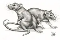 two rats wrestling  tattoo design idea