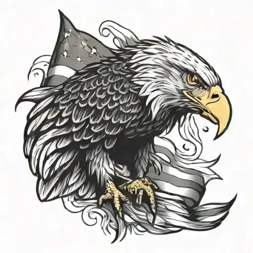 bald eagle and American flag mixed  tattoo design idea