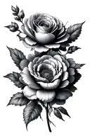 rose, Daisy, peony flowers intertwined tattoo design idea