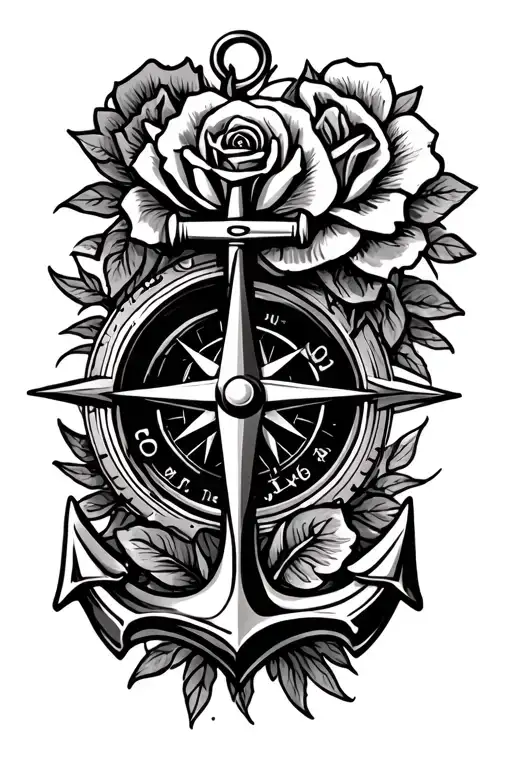 compass anchor roses dad memorial tattoo tattoo design idea