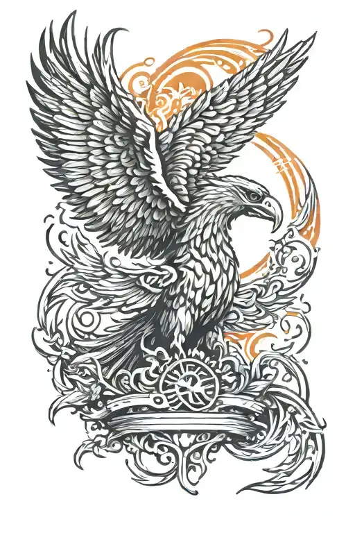 phoenix rising, degree, man in the arena tattoo design idea