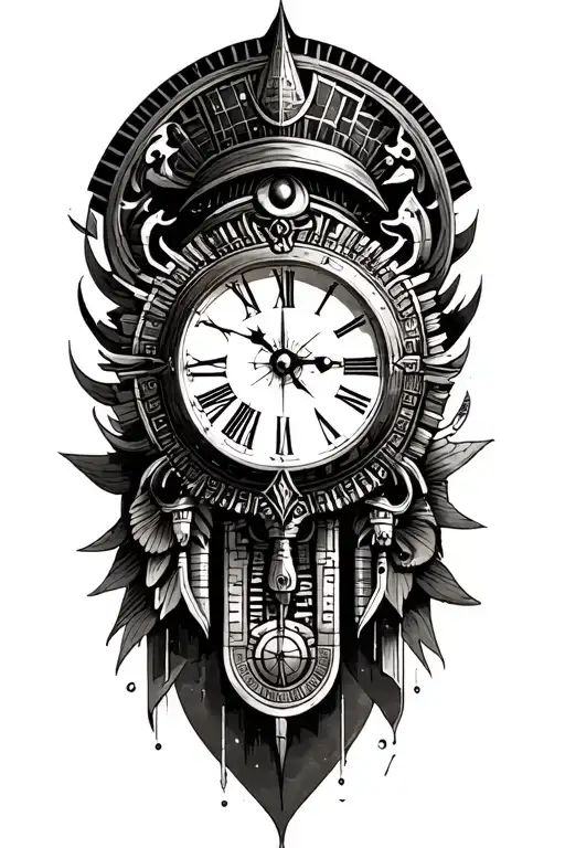 Space Theme With clock Technology With Egyptian And Inka Symbolism And All Seing Eye... Tattoo tattoo design idea